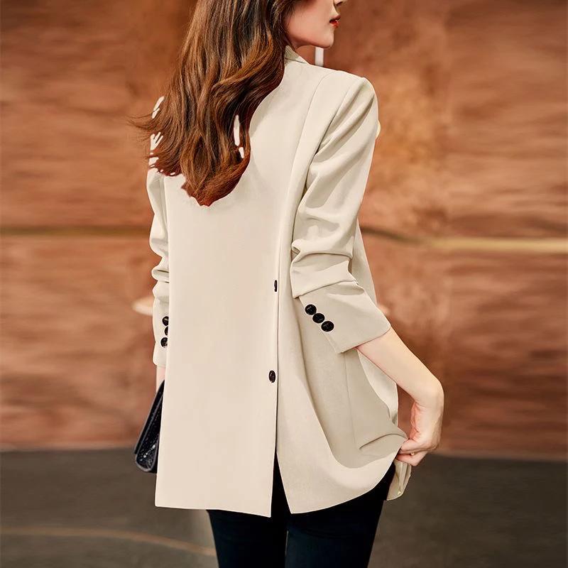 

Пиджак для женщин Осень 2025 Новый стиль Повседневный свободный дизайн Костюм Женский Корейский топ S белый