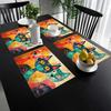 4-delige placemats, Drie Kleurrijke Katten Decoratieve Schildering Placemats, Perfect voor Eettafel En Salontafel