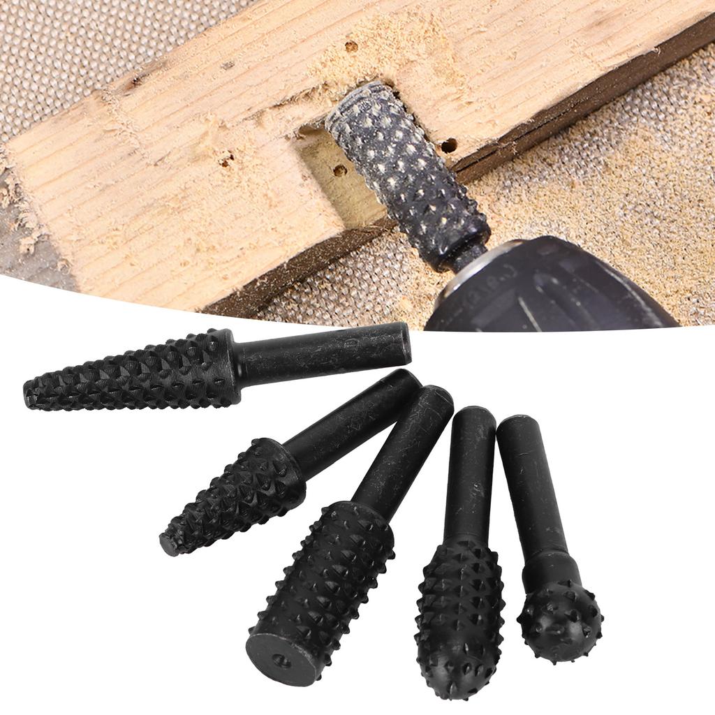 5PCS Wood Carving File Set Specialized Woodworking Contoured Rotary Relief Grinding Heads Rotary File Tools Wood Carving Files