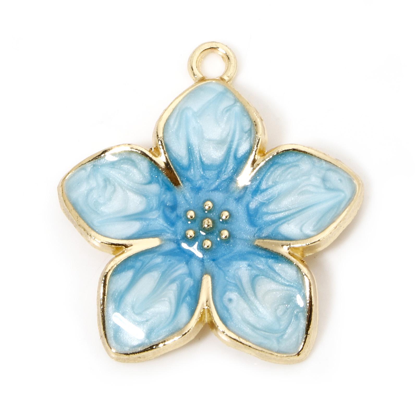 

5 PCs Zinc Based Alloy Charms For Jewelry Making Gold Color Gradient Color Multicolor Pearlized Flower Heart Enamel Pendants DIY