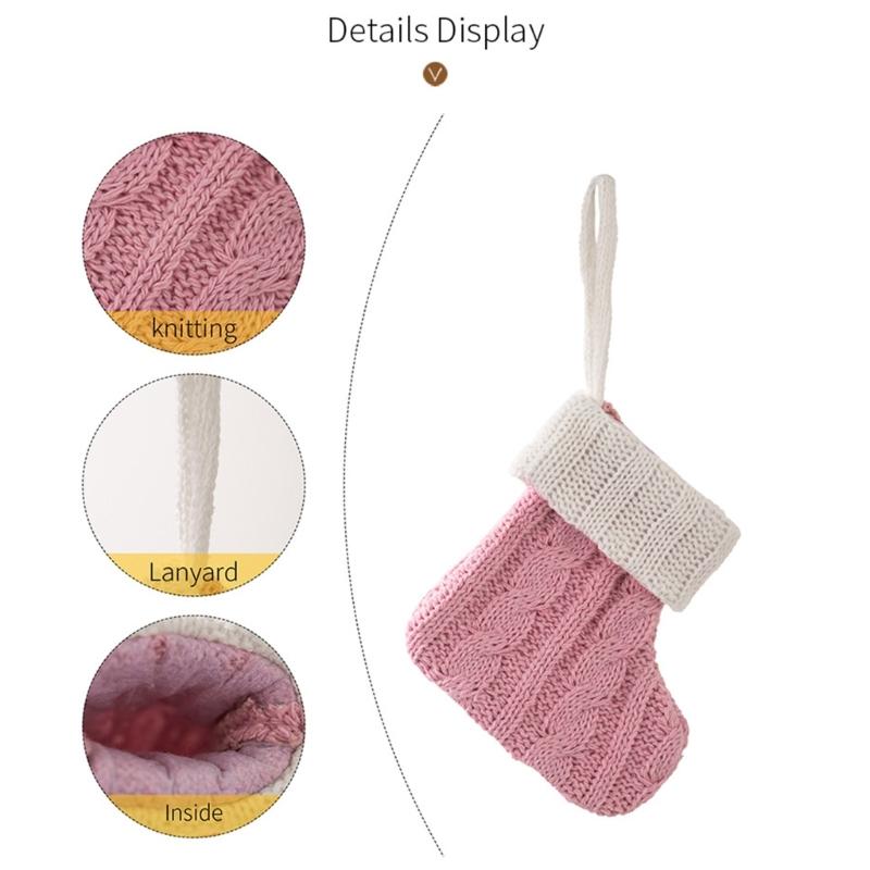 Set of 10 Knitted Christmas Socks Large Capacity Stocking Handmade Present Bag Hanging Ornament for Family Celebration