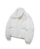 Vivabrown 85-Viva045 Utility Glossy Curved Line Crop Short Padded Jacket White
