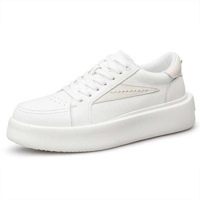 Fashion Summer Fashion Genuine Leather Men Thick Bottom Shoes Casual Outdoor Antiskid Walking Sneakers Board Flat Designer Board Shoes