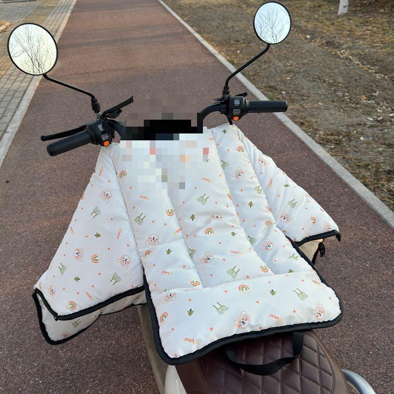 Electric Vehicle Winter Fleece-Lined Double-Sided Waterproof Windshield & Cold-Proof Leg Protector for Motorcycles
