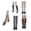 Damen Mädchen Lolitas Schnür-Beinwärmer Winter Gestrickte Beinärmel Goth Häkel-Knöchel-Haufen-Socken JK Uniform Fußabdeckung