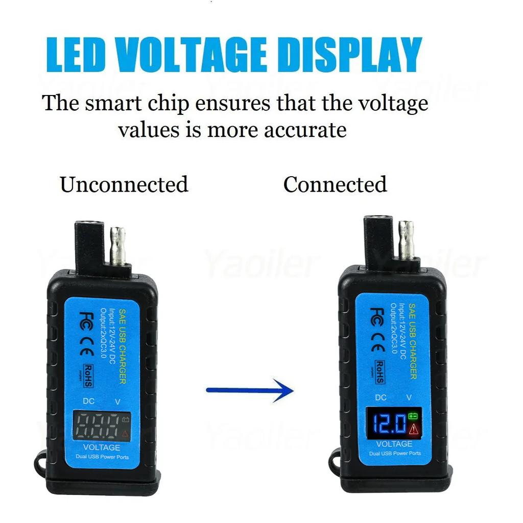 QC3.0 PD Motorcycle USB Charger Waterproof 12V Power Supply Adapter with Switch LED Voltmeter Socket Moto Phone Charger,Hot Sale