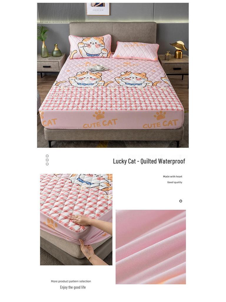 Waterproof Quilted Mattress Protector: Breathable, Dustproof, Incontinence Fitted Sheet Cover.
