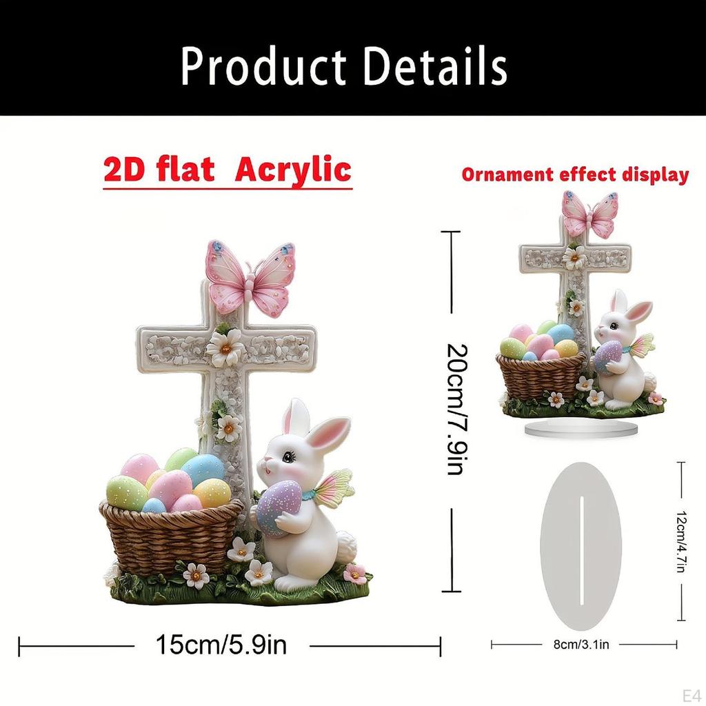 2D Easter Bunny Egg Decoration Acrylic Sign Collectibles Friend Gift Flat Desktop Ornament for
