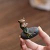Yixing Zisha Learning Frog Tea Pet: Handmade Creative Frog Figurine Sculpture, Small Ornament for Tea Play.