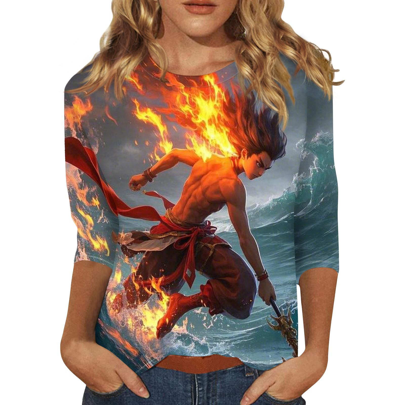 

Женская мода свободный повседневный топ с семью рукавами и круглым вырезом L чёрный