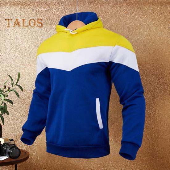 Herren Kapuzenpullover Herbst Winter Colorblock Kordelzug Dicker Plüsch Lange Ärmel Große Tasche Mit Kapuze Retro Dünn Locker Alltagskleidung Lässiges Sporttop