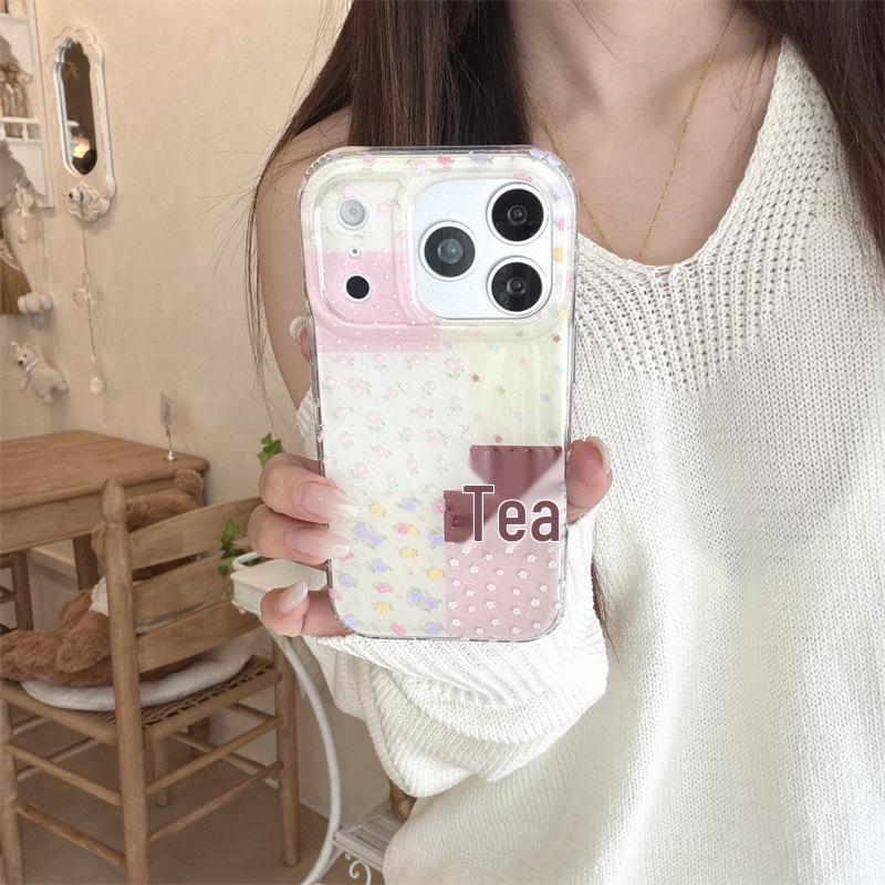 

Plaid Floral Phone Case for iPhone 17/16 Pro Max/15/14 - High-End Feel iPhone 15 Pro Max