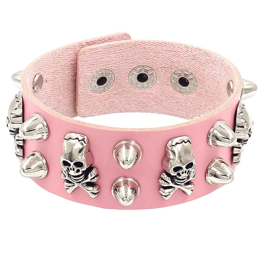 European & American Multi-layer Leather Skull Rivet Punk Bracelet