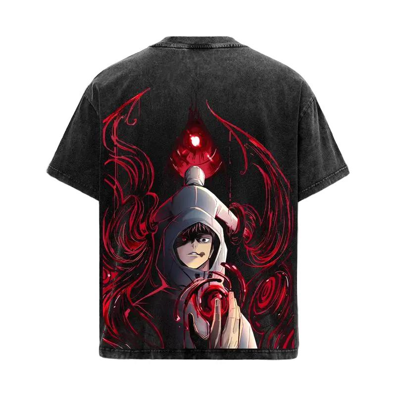 Jujutsu Kaisen Anime T Shirt Itadori Yuji Printed T-shirt Gothic Y2k Vintage Washed Tshirt Men's Clothing Pure Cotton Tees Tops