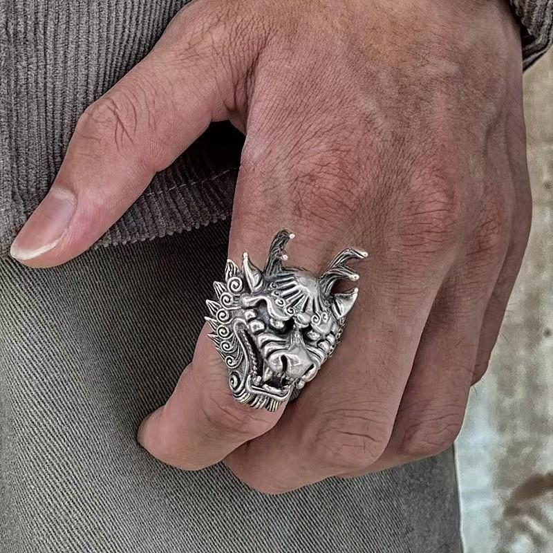 New Style Dragon Head Ring for Men with Domineering Dragon King Index Finger Open Design Ring