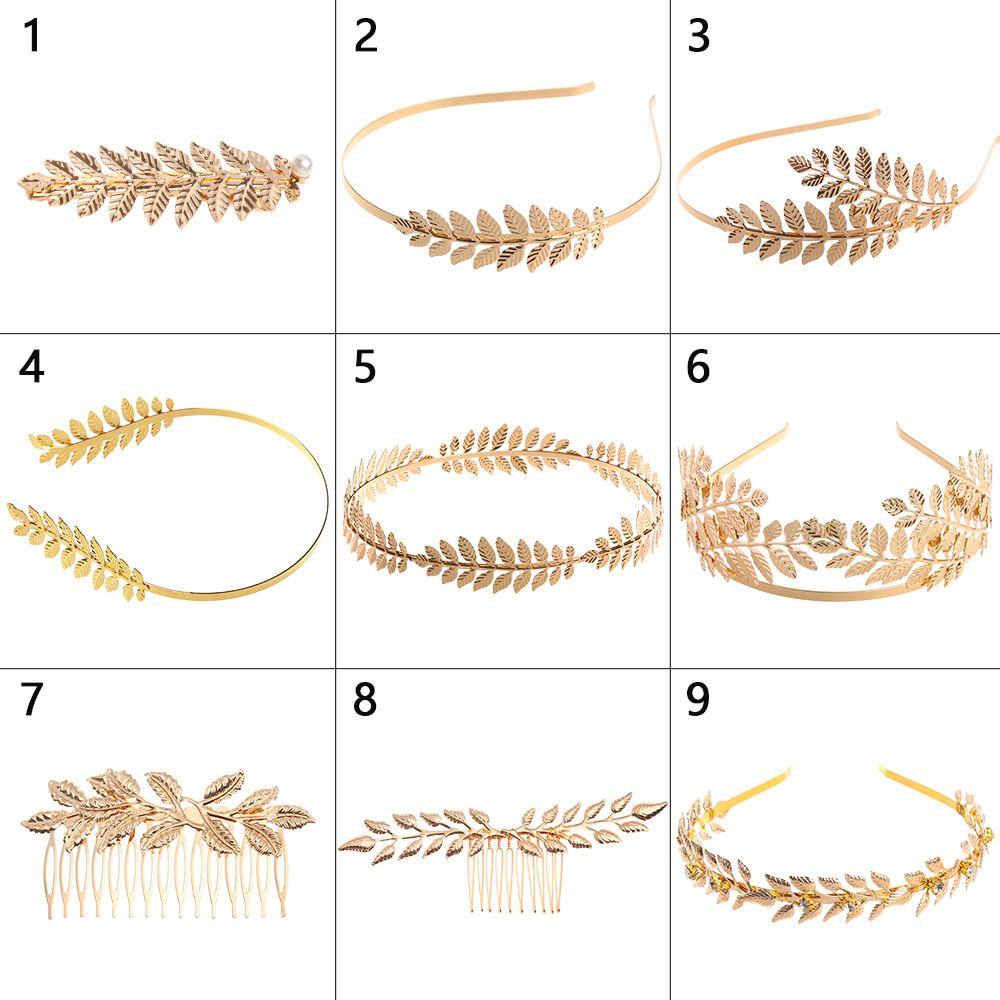 Goldene Kopfbedeckung Haarschmuck Haarreif Hochzeits-Haarkrone Blätter Haarbänder Braut-Kopfschmuck