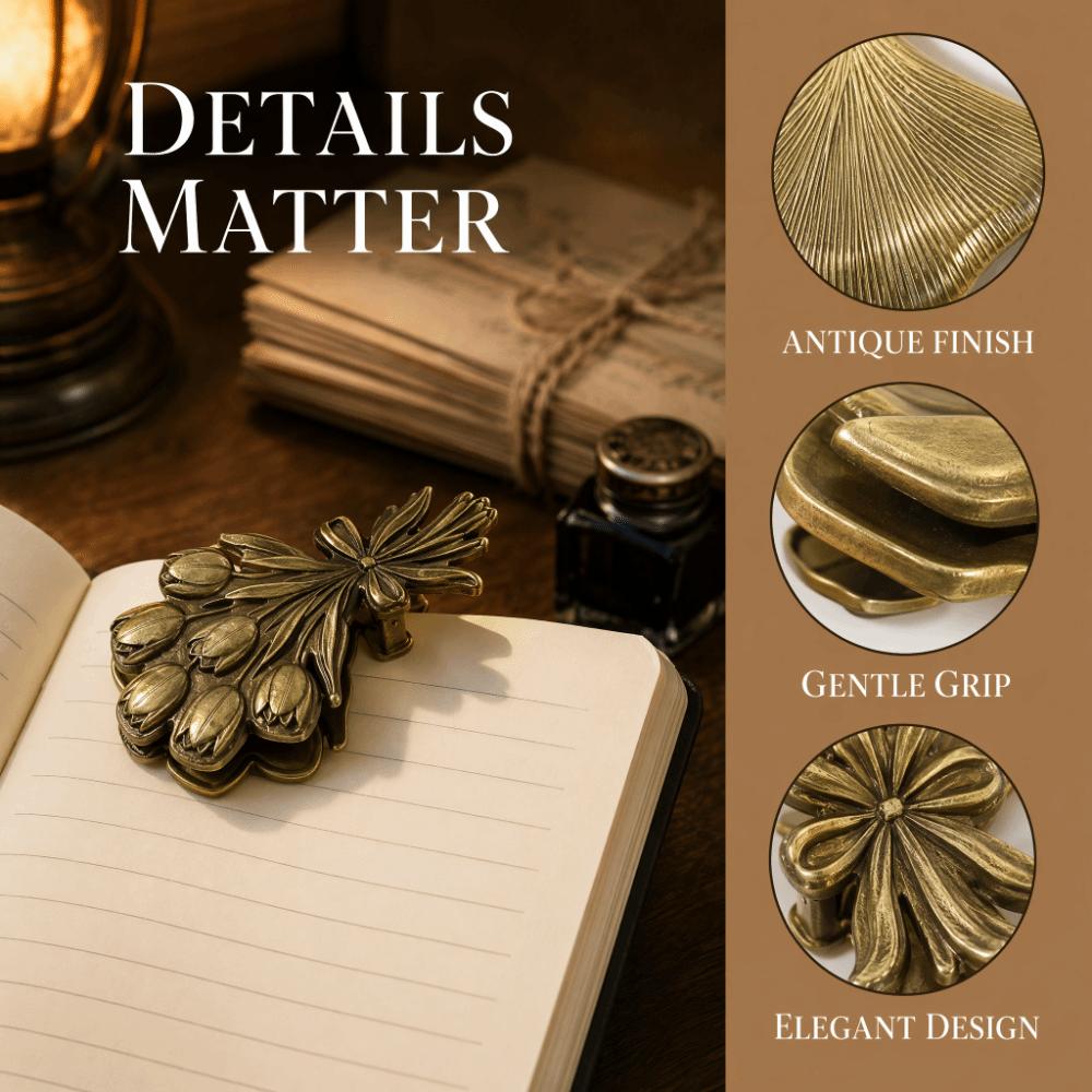 Ginkgo Leave Bouquet Journal Clips Antique Finish Metal Bookmark  Office