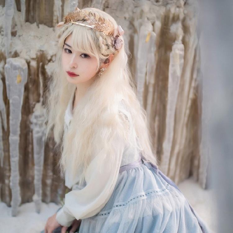 Baroque Style Wedding Party Headband Model Show Hairband with Leaves Headband