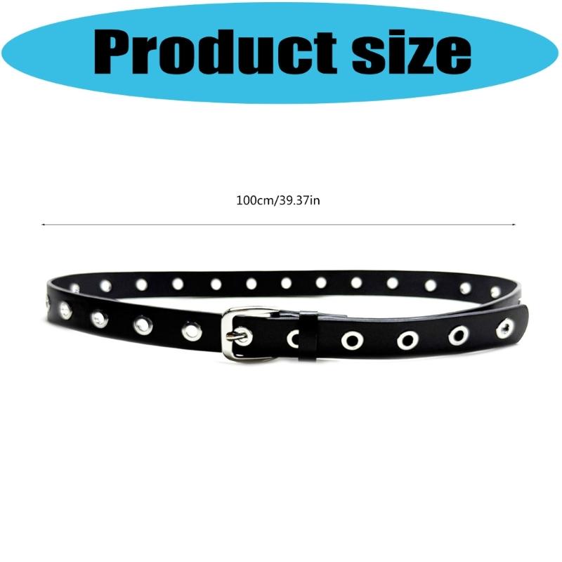 Punk PU Belt Adjustable Waistband with Large Eyelets For Casual and Formal Outfit Waist Strap for Women Teens