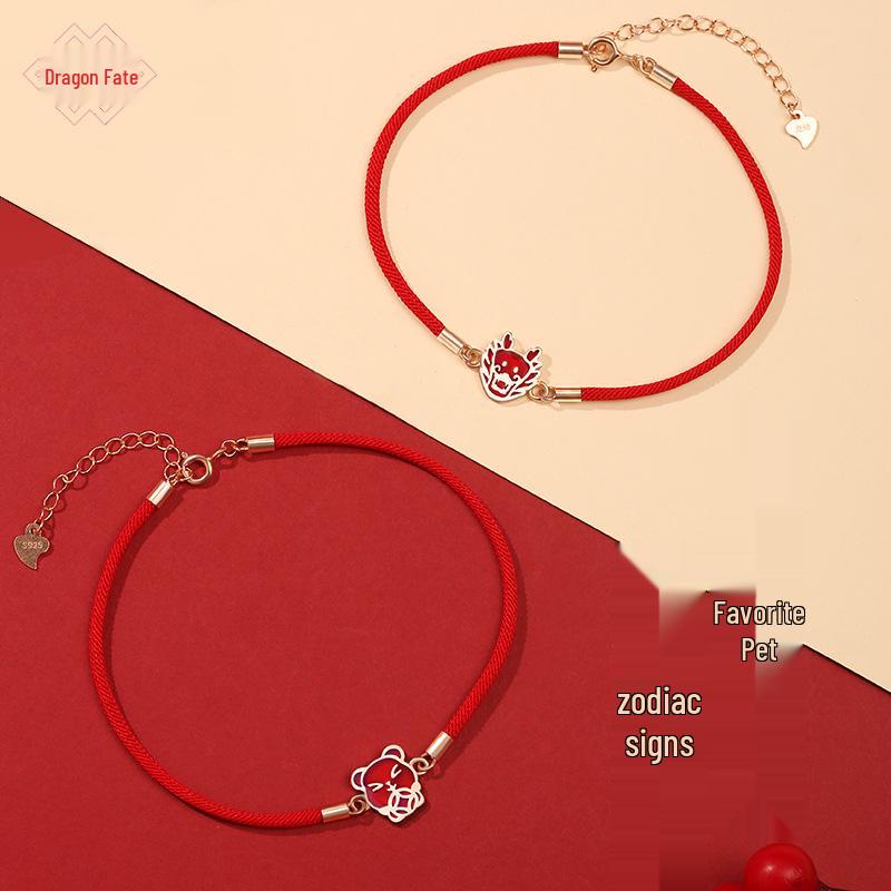 

Dragon Knot Thermochromic Zodiac Red Rope Anklet - Creative Women s Jewelry 925 Silver