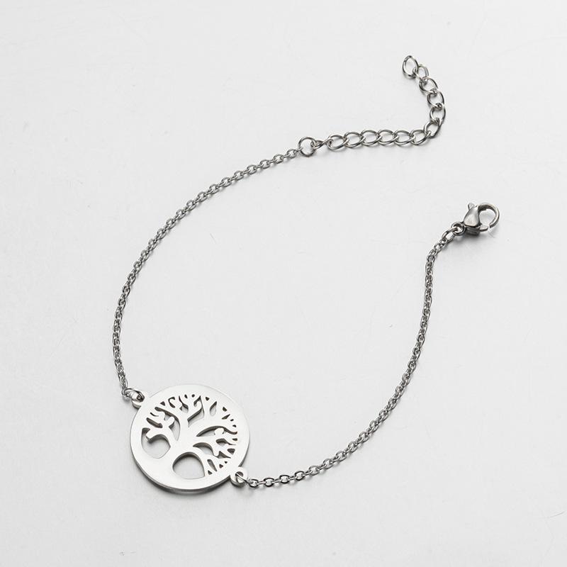 2025 Stainless Steel Geometric Tree Pendant Bracelet
