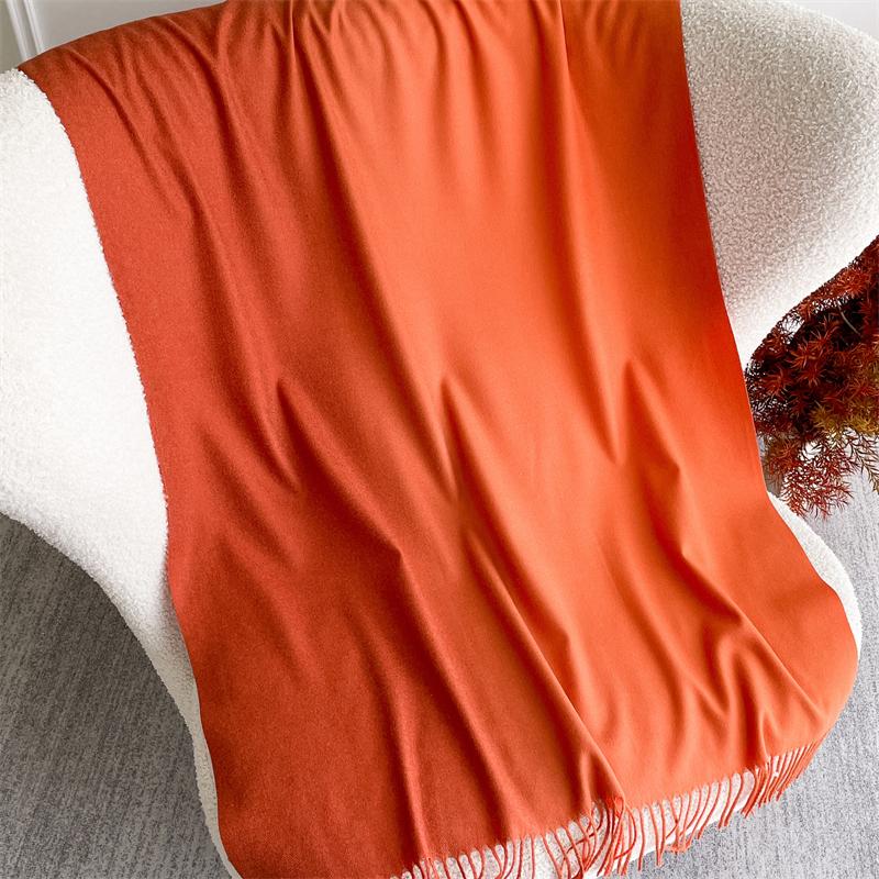 Fashion Solid Cashmere Warm Scarf for Women New Design Pashmina Winter Double Color Shawl Wraps Bufanda Tassel Blanket Poncho