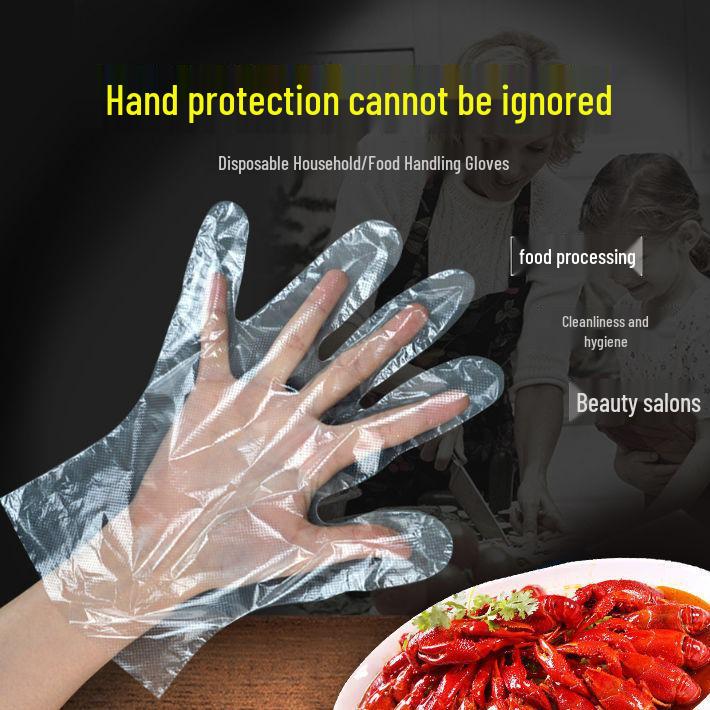 Thickened Transparent Disposable PE Gloves for Catering, Hairdressing, and Food Handling