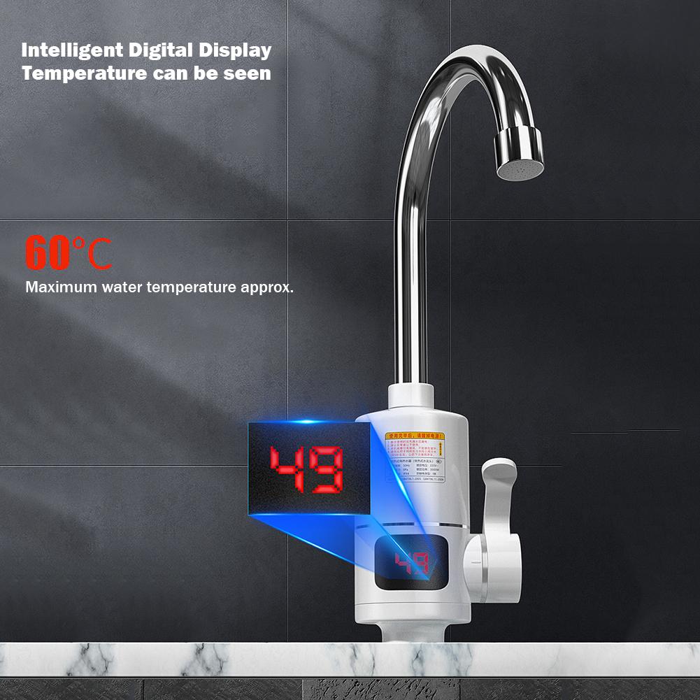 Electric Cold Heating Faucet 3000W Tankless Instantaneous Water Heater 360 Degree Rotation Water Heater LCD Digital for Kitchen