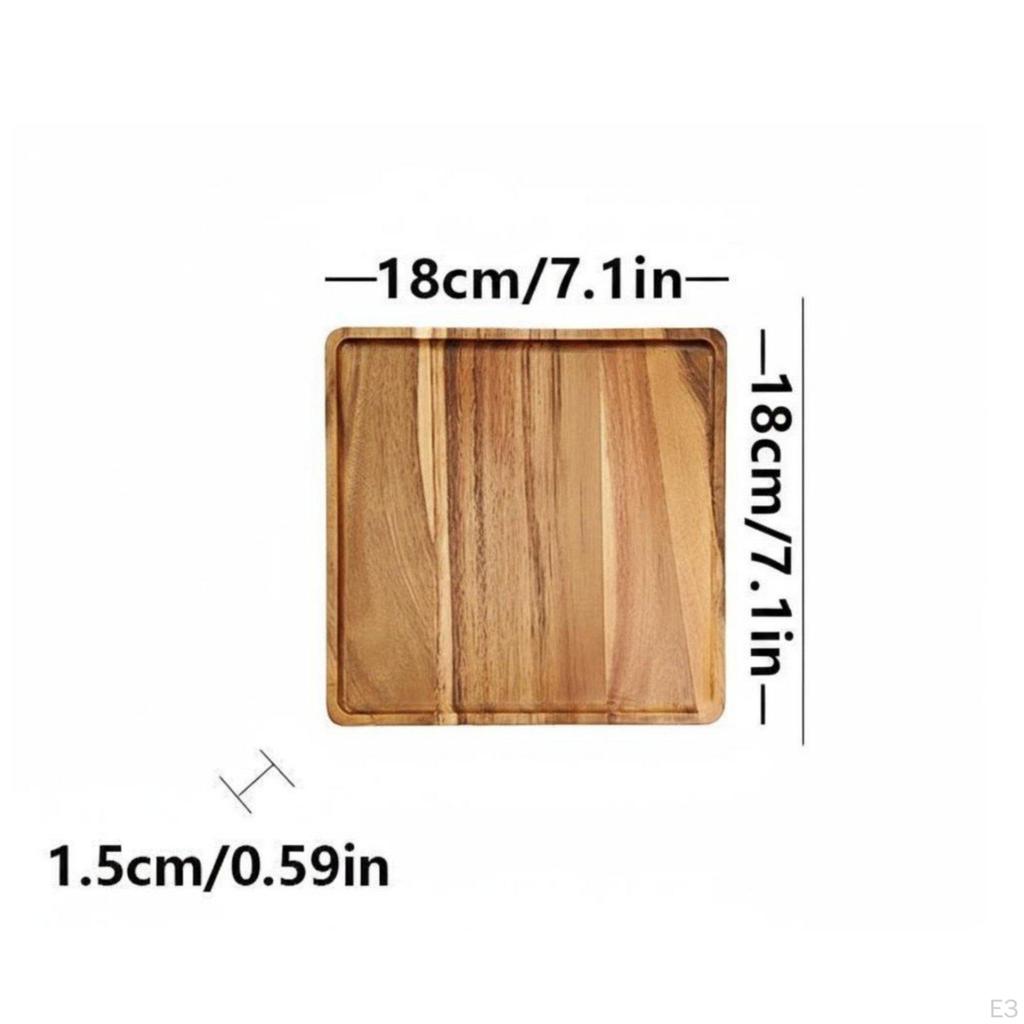 Acacia Wood Serving Plate Versatile Japanese Food Tray Smooth Square Wooden for Restaurant,