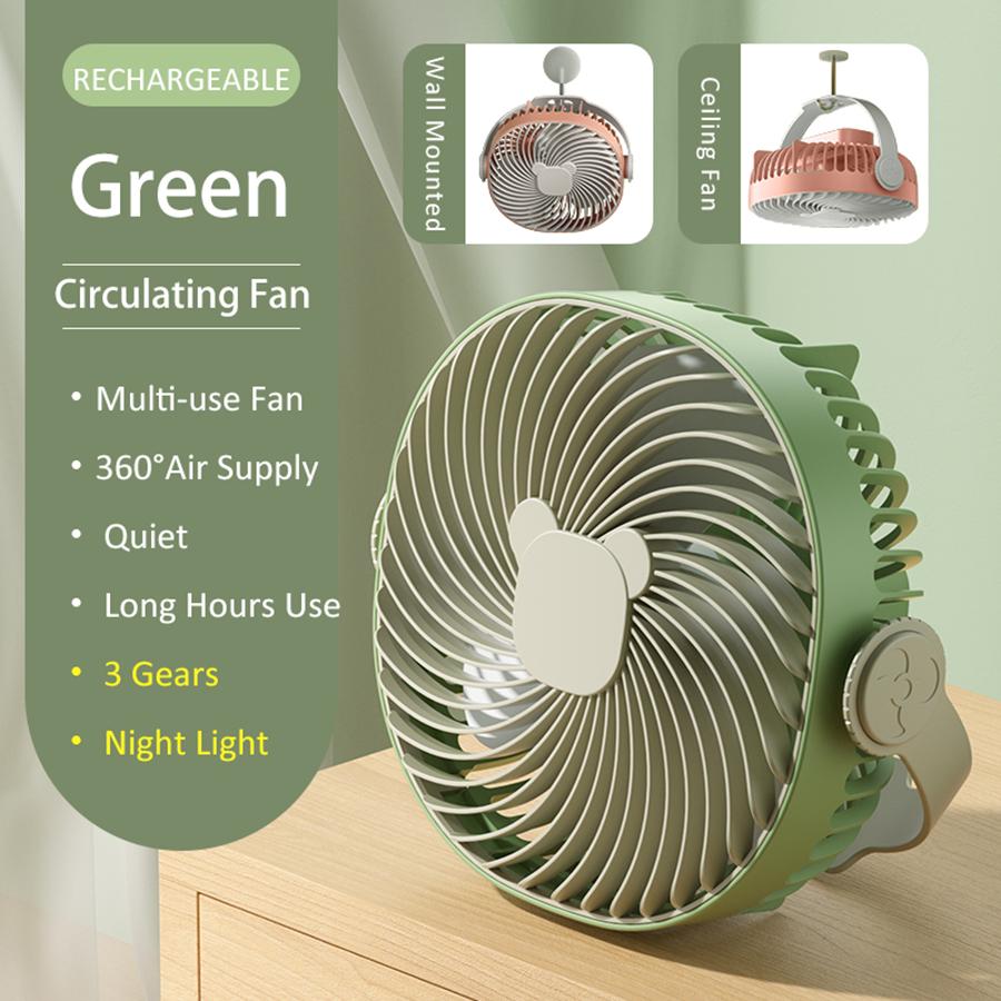

2024 Новый перезаряжаемый многофункциональный настольный вентилятор Портативный кондиционер Подвесной потолочный вентилятор Настенный вентилятор с ночником зелёный