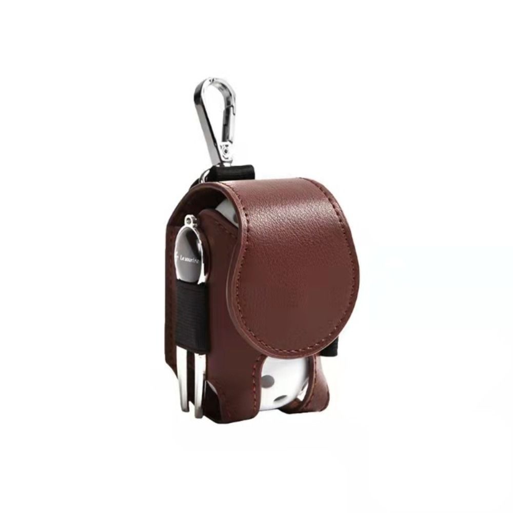 

Soft Golf Ball Bag PU Leather Golf Waist Bag Golf Accessories Golf Ball Storage Bag Men коричневый