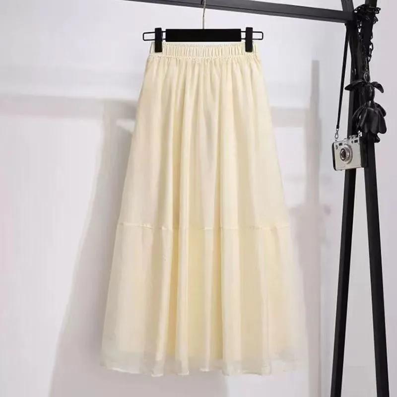 

Юбка-полусолнце женская летняя повседневная универсальная эластичная юбка свободная удобная однотонная юбка XXXL белый