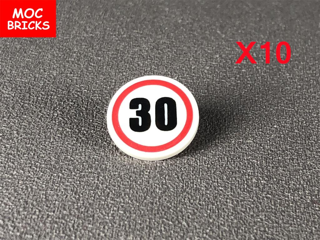 MOC Bricks Road Sign 1X2 1X4 2X2 Traffic Light City Street Crosswalk Railway Toys Educational Building Blocks Dolls Kids Gifts