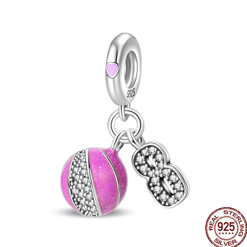 Copper Colorful Beads Youth Multi Series Shiny Inlaid Zircon Pendant Suitable For Pan Original Jewelry Gift