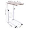 Bymaocar Oak Colored Moving Edge White Table Rack Adjustable Side Table W/ Removable&Lockable Universal Wheels Home/dormitories