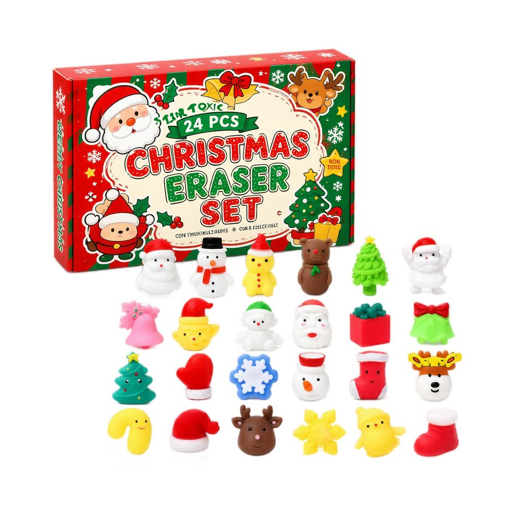 Christmas Squishy Figurine Countdown Calendar Christmas Holiday Countdown Gift for Home Office Room Decor Xmas Count Down