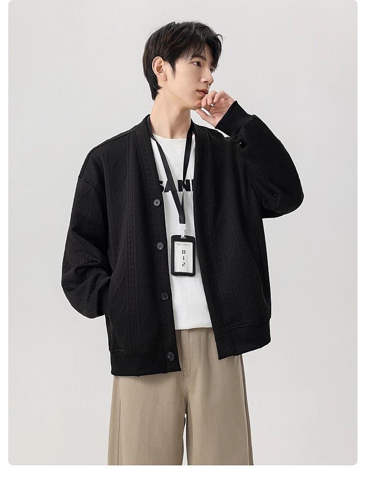 Men's Oversize V-Neck Korean Style Hoodie Cardigan - Casual Plus Size Trendy