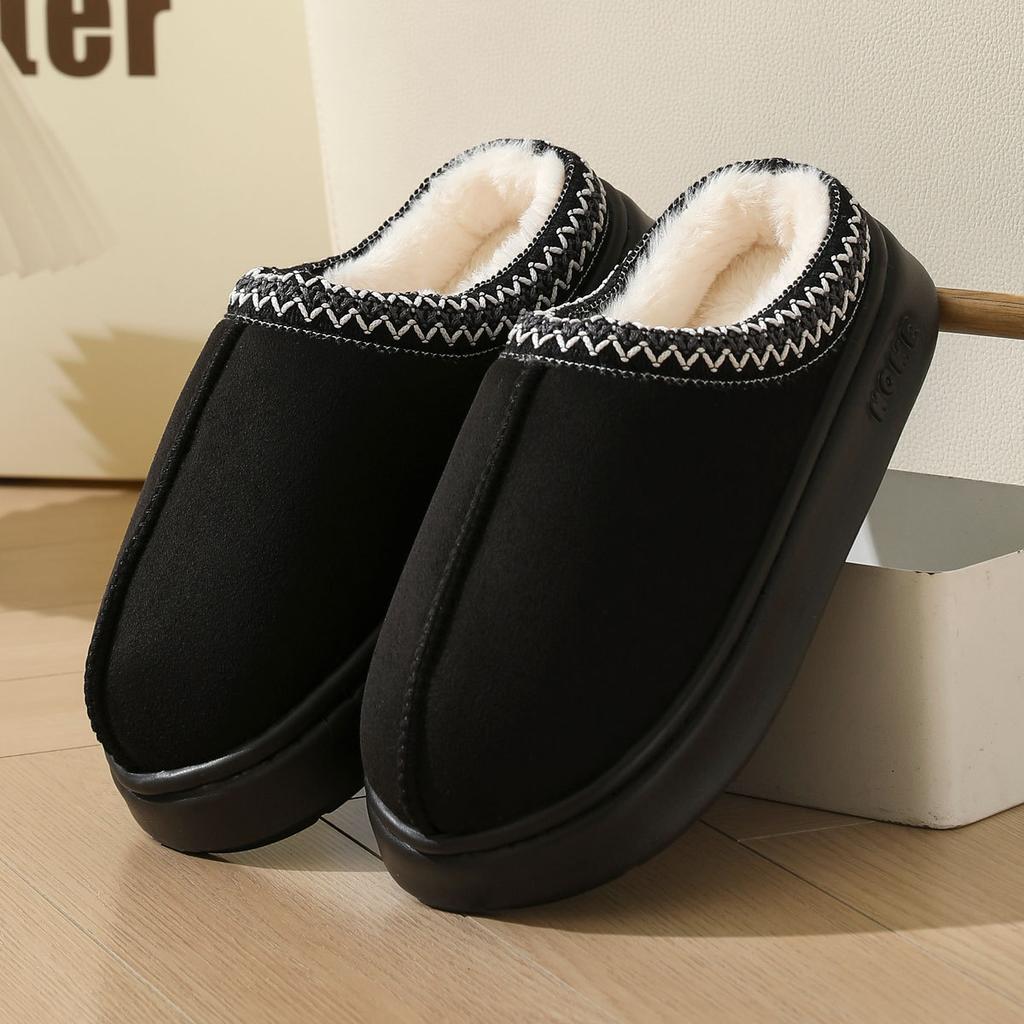 Autumn Winter 2025 Warm Fluffy Woman Slippers Soft Bottom Thick Plush Women Casual Platform House Indoor Cotton Shoes Slides