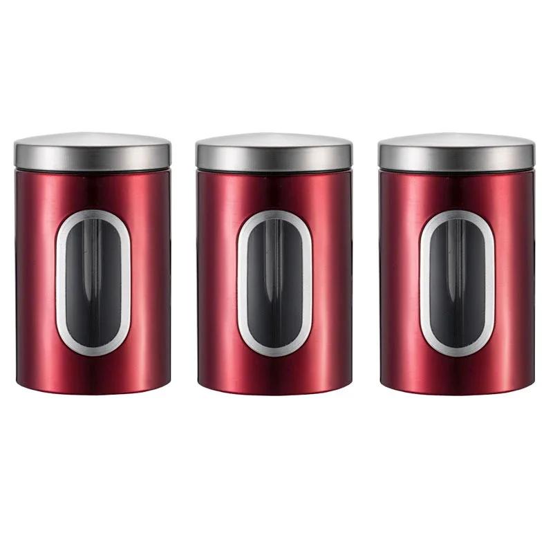 Te Kaffe Socker 3st/set Burkförvaring Kök Rostfria Behållare Köksförvaring Teburkar Nötter Snacks Förseglade