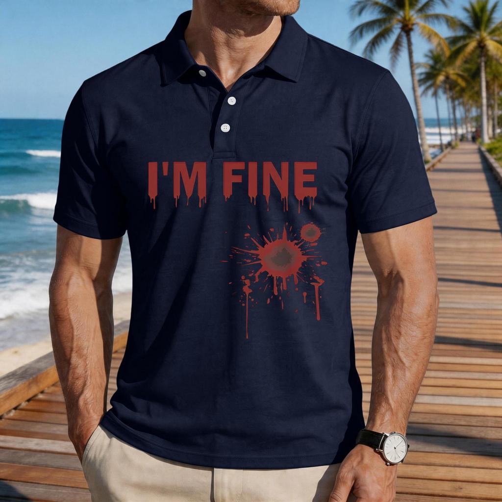 Men's Casual Short Sleeve Polo Shirt Loose Fit Halloween Graphic Print Lightweight Comfortable Top for Everyday Wear