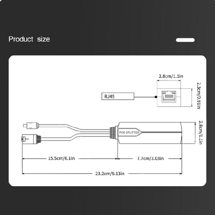 Plastic POE Splitter POE To 12V DC5.5x2.1 Power Transform, 48V To 12V With Overcurrent And Overheats Protections