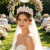 Bridal Pearls Crowns Stylish Graceful Crowns Wedding Photo Accessory Bride Crystal Hairband Wedding Photo Props