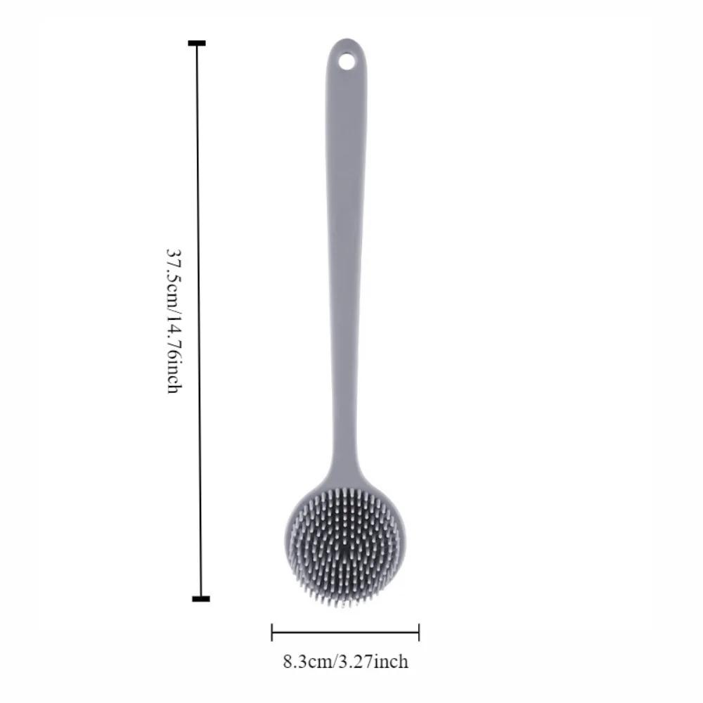 Double-Sided Silicone Back Scrubber Long Handle Body Bath Brush Mud Back Scrubber Shower Massage Exfoliation Brush