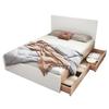 Lit Double 140x200cm - MUVOE - Bois Massif - 2 Tiroirs - Design Contemporain - Blanc