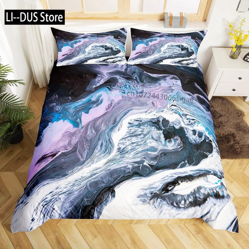 Nordic Marble Pattern White 3D Bedding Set Duvet Cover Pillowcase Bedclothes Single Twin Full Queen King Size POD Dropshipping