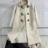 Women's Retro Toggle Wool Coat: Mid-Length Korean Preppy Style, Thickened for Autumn & Winter 2023