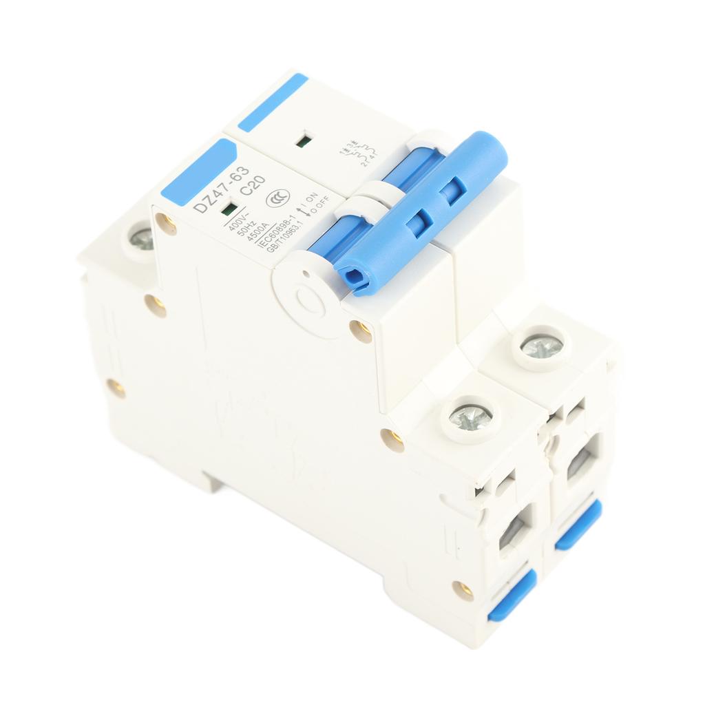 DZ47‑63 2 P Mini Circuit Breaker Cutout Switch Breaker 400VAC(20A)