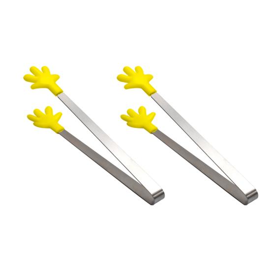 2Pcs Mini Silicone Ice Cube Clip Heart Glove Hand Shape Food Serving Tongs A жёлтый