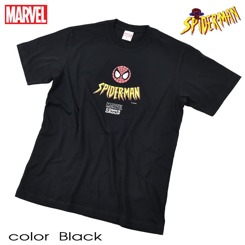MARVEL Marvel Short Sleeve Spiderman SPIDERMAN American Comic Character Goods Avengers Present Black XL Size T-shirt Men's [Item]