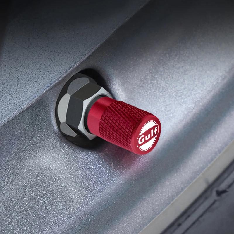 4pcs Metal For GULF Badges Jaguar Land Rover Skoda Seat Hyundai Volvo Peugeot Car Wheel Tire Valve Caps Covers Accessories